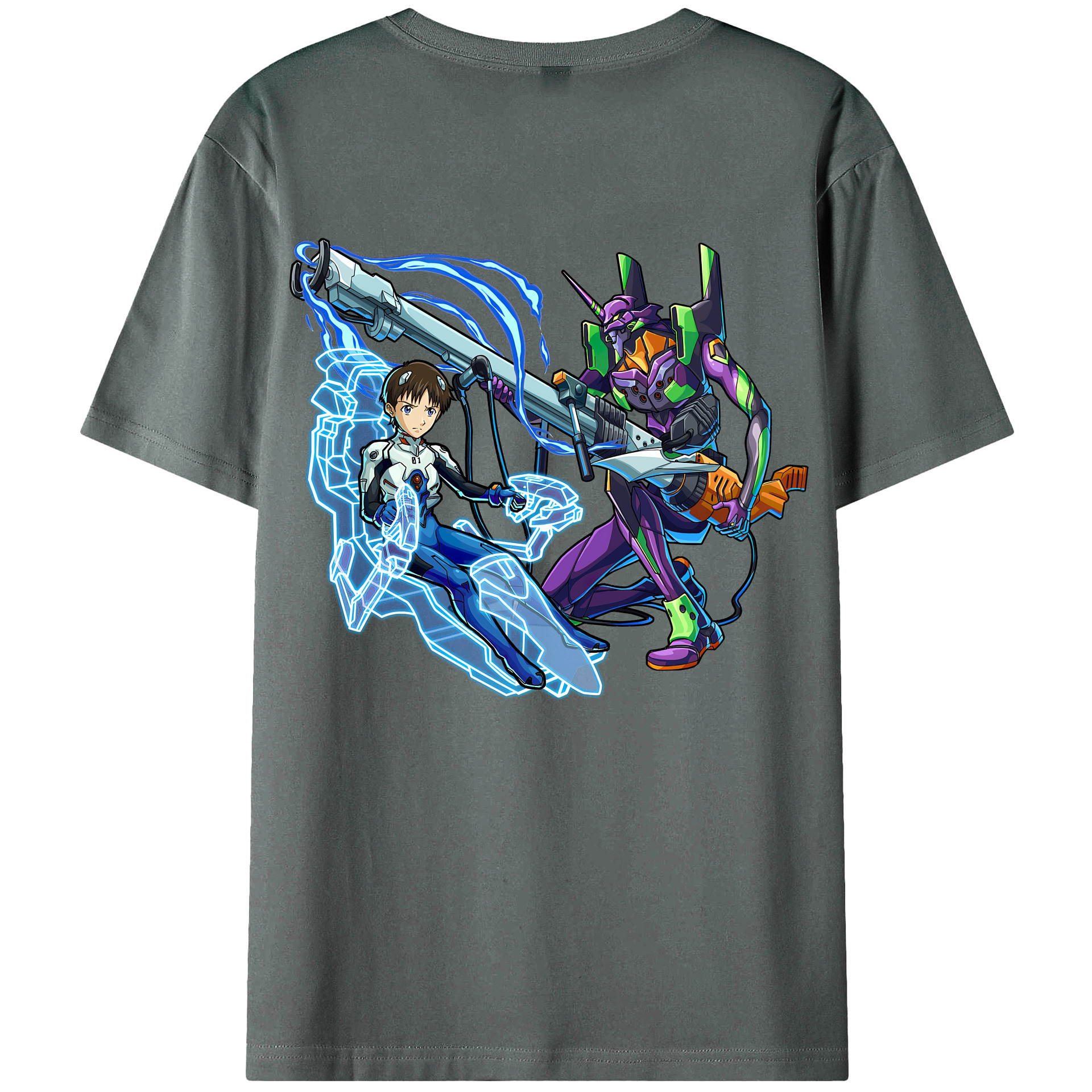 （画像用） EVA 新世紀エヴァンゲリオン 綿100％ メンズ半袖Tシャツ（バックプリント） 通気性
